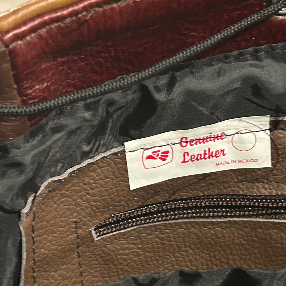 Brown Leather Patchwork Drawstring Backpack Bag - image 4